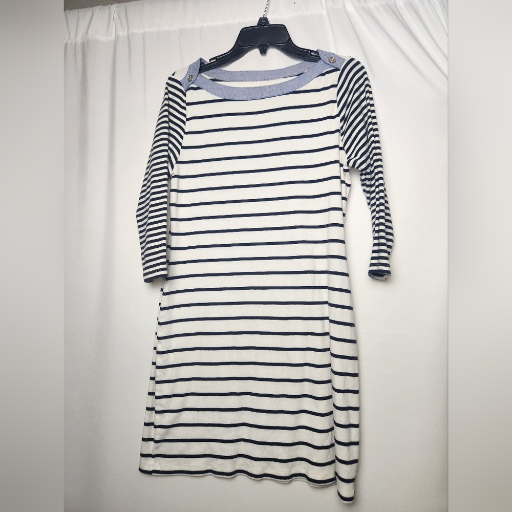 Tommy Hilfiger Dress Size Medium 3/4 sleeve Blue and White Striped